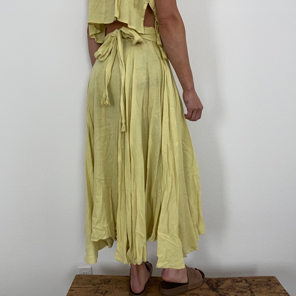 Free People Linen Pleated Skirt